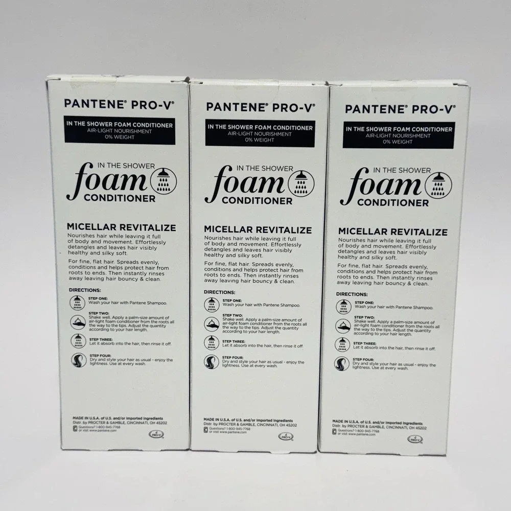 (3) Pantene Pro-V Micellar Revitalize In The‎ Shower Foam Conditioner NIB
